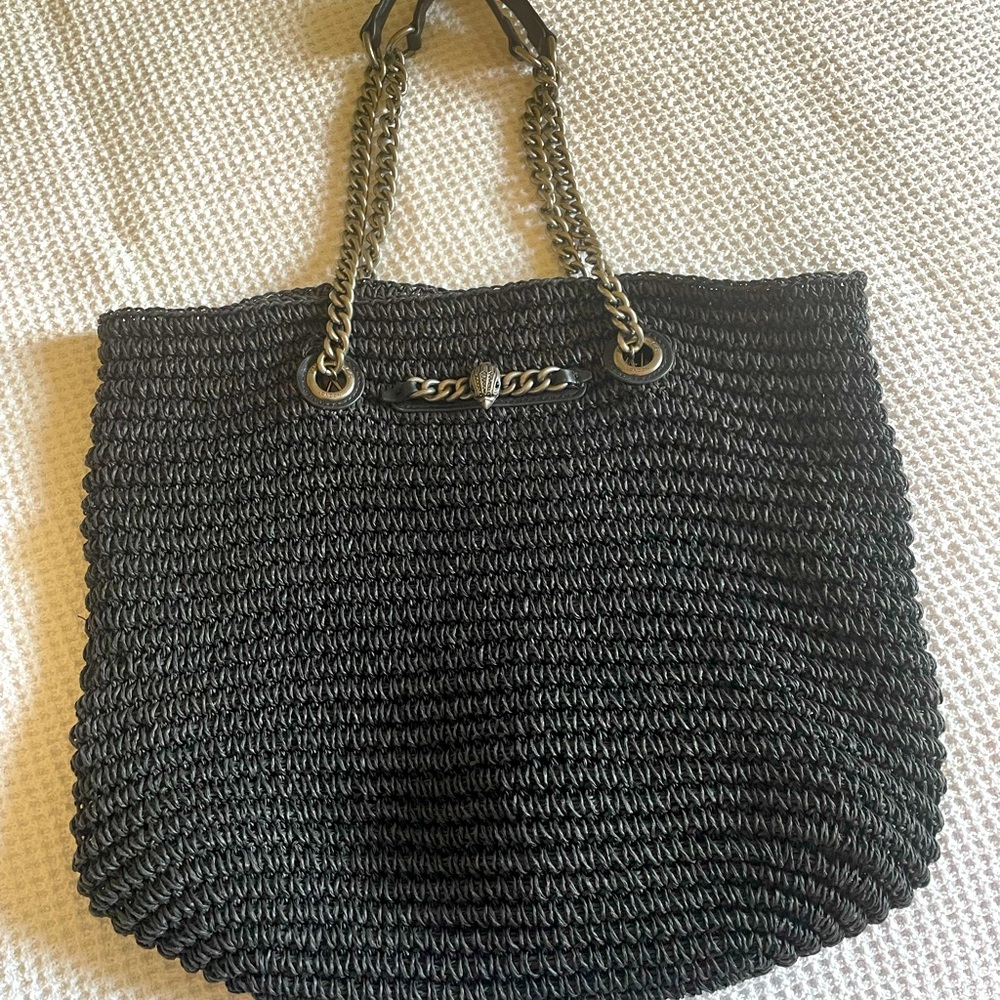 Kurt Geiger London Women’s Black Chelsea Raffia Large Tote Hand Bag